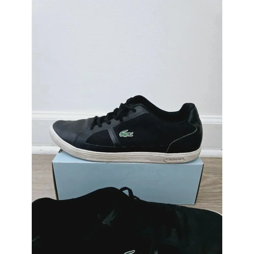 Lacoste Strideur 116 Black Low Rise Mens Lace Up Fashion Sneakers Shoes 12 - Picture 3 of 11
